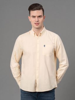 Red Tape - Pastel Yellow Pure Cotton Oxford Solid Mens Shirt
