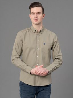 Red Tape - Dull Olive Pure Cotton Oxford Solid Mens Shirt