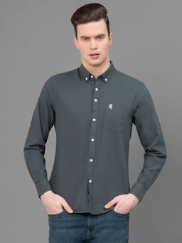 Red Tape - Men's Dark Sage Solid Pure Cotton Oxford Shirt