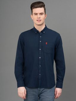 Red Tape - Men's Navy Solid Pure Cotton Oxford Shirt