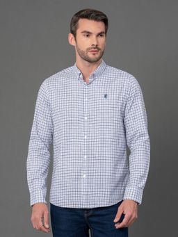 Red Tape - Mens White Checked Poly Cotton Full Sleeve Shirt