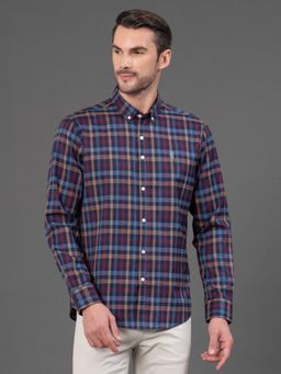 Red Tape - Mens Multi-Color Checks Button Down Collar Poly Cotton Shirt