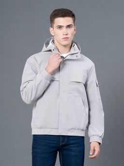 Red Tape - Mens Dusty Grey Solid Polyester Hooded Jacket