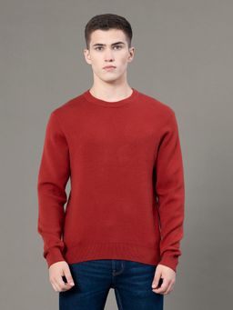Red Tape - Mens Brick Solid Poly Viscose Nylon Round Neck Sweater