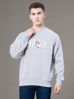 Red Tape - Mens Cool Grey Graphic Print Poly Cotton Fleece Round Neck Sweatshirt