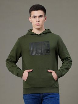 Red Tape - Mens Olive Graphic Print Cotton Polyester Hoodie