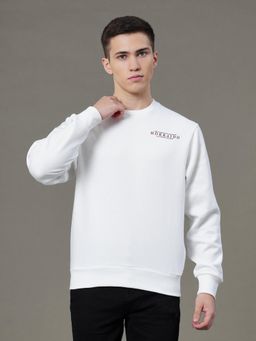 Red Tape - Mens Off White Graphic Print Cotton Polyester Fleece Baggy Fit Sweatshirt