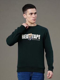 Red Tape - Mens Pine Green Graphic Print Cotton Polyester Sweatshirt