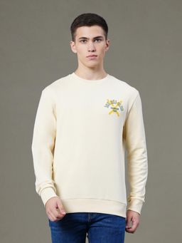 Red Tape - Mens Cream Graphic Print Cotton Polyester Sweatshirt