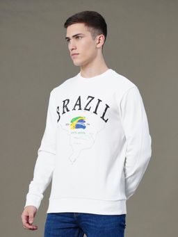 Red Tape - Mens Off White Graphic Print Cotton Polyester Sweatshirt