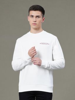 Red Tape - Mens Off White Graphic Print Cotton Polyester Sweatshirt