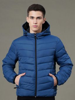 Red Tape - Mens Blue Solid Polyester Water Resistant Padded Jacket