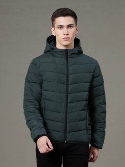 Red Tape - Mens Forest Green Solid Polyester Water Resistant Padded Jacket