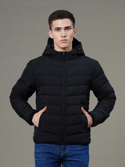 Red Tape - Mens Black Solid Polyester Water Resistant Padded Jacket