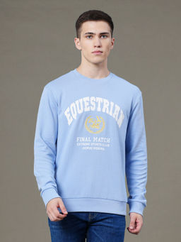 Red Tape - Powder Blue Typography Cotton Poly Fleece Sweatshirt