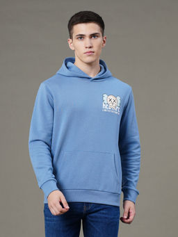 Red Tape - Slate Blue Graphic Print Cotton Poly Fleece Hoodie