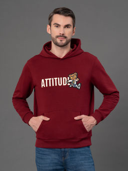 Red Tape - Maroon Solid Cotton Polyester Hoodie