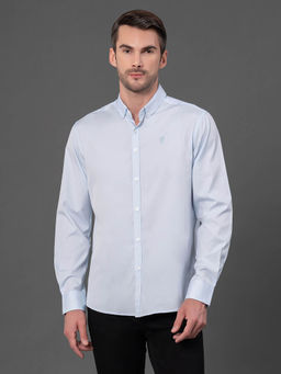 Red Tape - Men's Sky Blue Dobby Poly Cotton Full Sleeve Collar Shirt