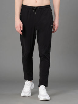 Red Tape - Black Polyester Stretch Solid Men's Activewear Trackpant