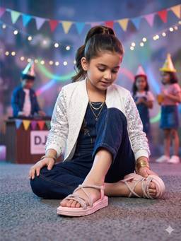steprite - Girls Elastic Strap Sandal - Pink