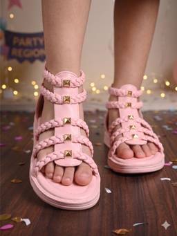 steprite - Girlss Zipper Flat Sandal- Pink