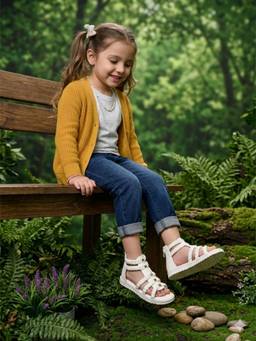 steprite - Girls Zipper Flat Sandal - White