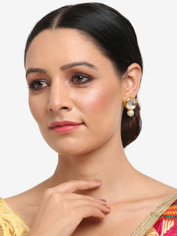 Ruby Raang Studio - Dusk Dew Kundan Studs with Pearl Drop