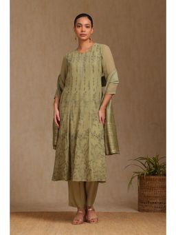 Soch - Womens Georgette Embroidered Kurta with Pant and Dupatta (Set of 3)