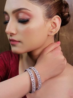 AG'S - Tulika American Daimond Silver Plated Bangle