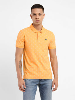 Levi's - Men's Orange All Over Print Polo Collar T-Shirt