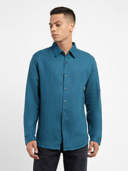Levi's - Men's Teal Solid Slim Fit Shirt