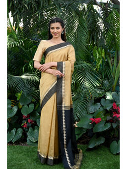 Beatitude - Beige Cotton Silk Saree with Unstitched Blouse