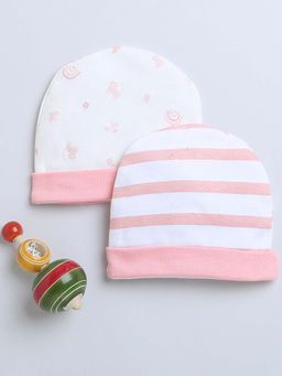 Bumzee - Girls Round White Cap (Pack of 2)