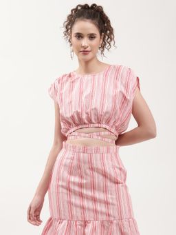 ELLE - Women Pink Striped Top