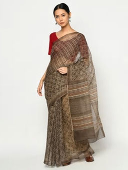 Fabindia - Cotton Silk Hand Block Printed Sari
