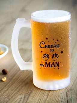 Indigifts - Gift Cheers To My Man Frosted Glass Beer Mug Multicolor Valentine Gift