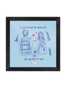 Indigifts - Travel Whole World Together Quote Printed Poster Frame
