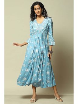 Rangriti - Blue Floral Midi Dress