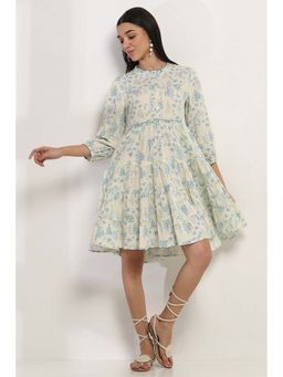Rangriti - Blue Floral Knee Length Dress