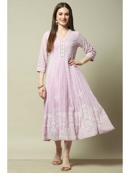 Rangriti - Purple Embroidered Midi Dress