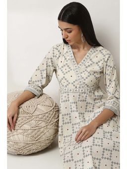 Rangriti - White Printed Midi Dress