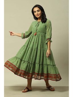 Rangriti - Green Floral Midi Dress