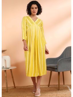 Maaesa - Yellow Stripes Midi Dress