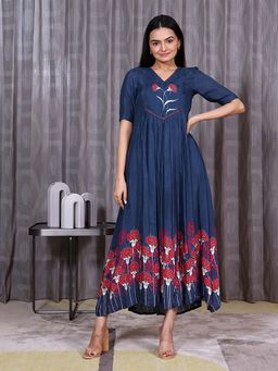 Sukruti Design - Blue Floral Maxi Dress