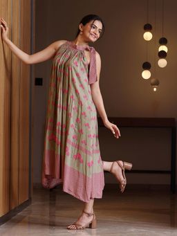 Sukruti Design - Green Printed Midi Dress