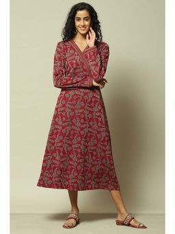 Rangriti - Maroon Printed Maxi Dress