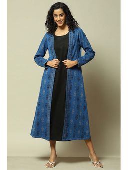 Rangriti - Blue Solid Midi Dress and Jacket (Set of 2)