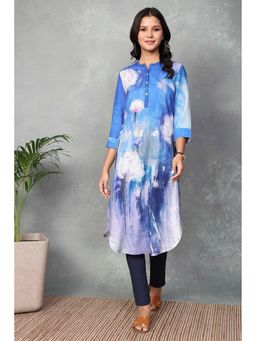 Rangriti - Women Rayon Straight Blue Kurta