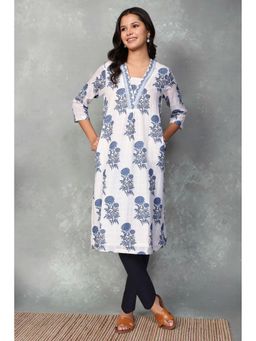 Rangriti - Women Cotton Straight White Kurta