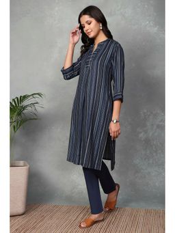 Rangriti - Women Viscose Polyester Straight Blue Kurta